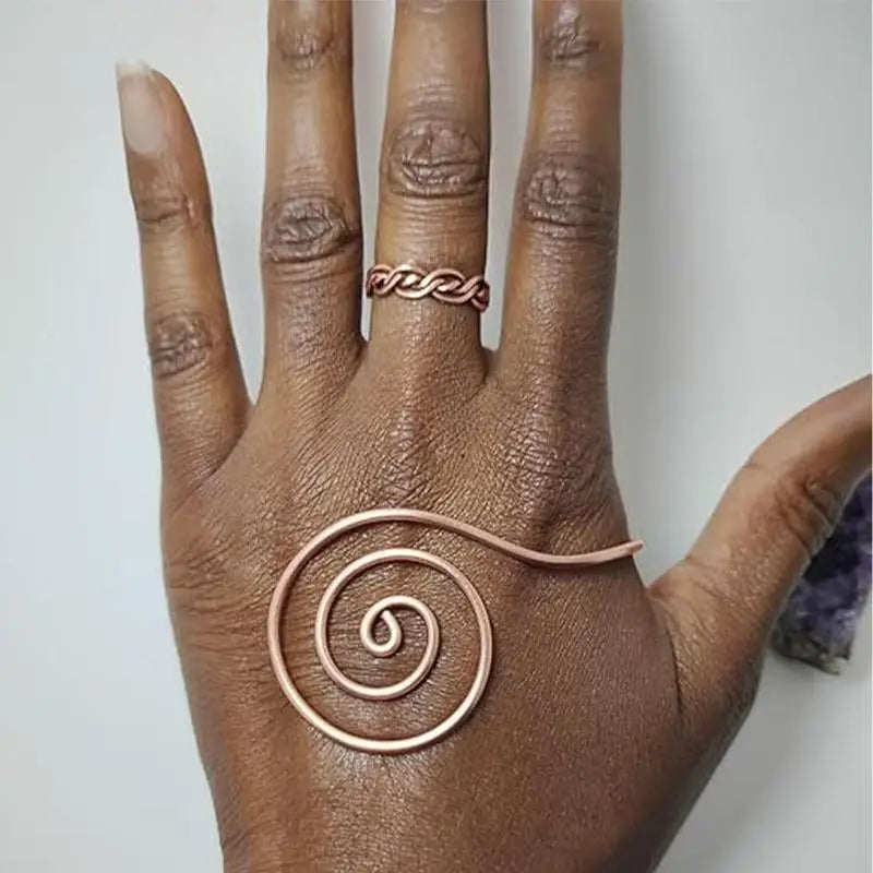 Bague Spirale en Cuivre Ajustable – Anneau Énergétique Reiki pour la Paume