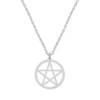 Collier Pentacle de Sorcière en Acier Inoxydable – Pendentif Protecteur Mystique