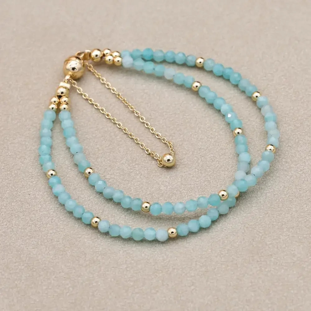 Bracelet Double Rang 3MM en Pierre Naturelle – Collection Énergie & Élégance