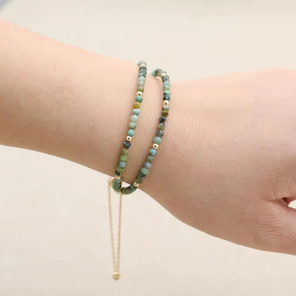 Bracelet Double Rang 3MM en Pierre Naturelle – Collection Énergie & Élégance