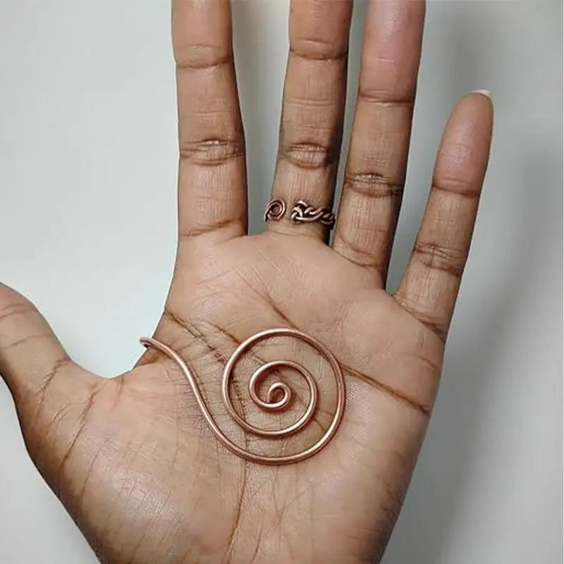 Bague Spirale en Cuivre Ajustable – Anneau Énergétique Reiki pour la Paume