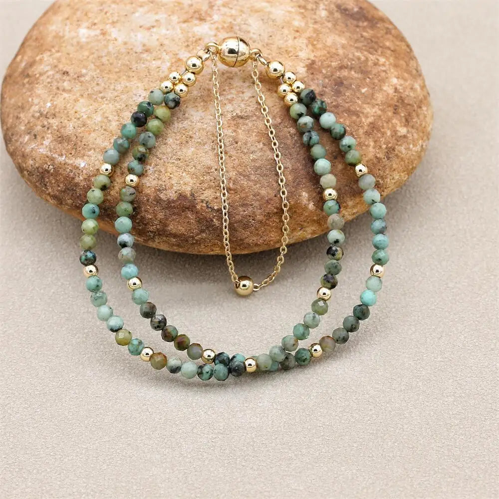 Bracelet Double Rang 3MM en Pierre Naturelle – Collection Énergie & Élégance