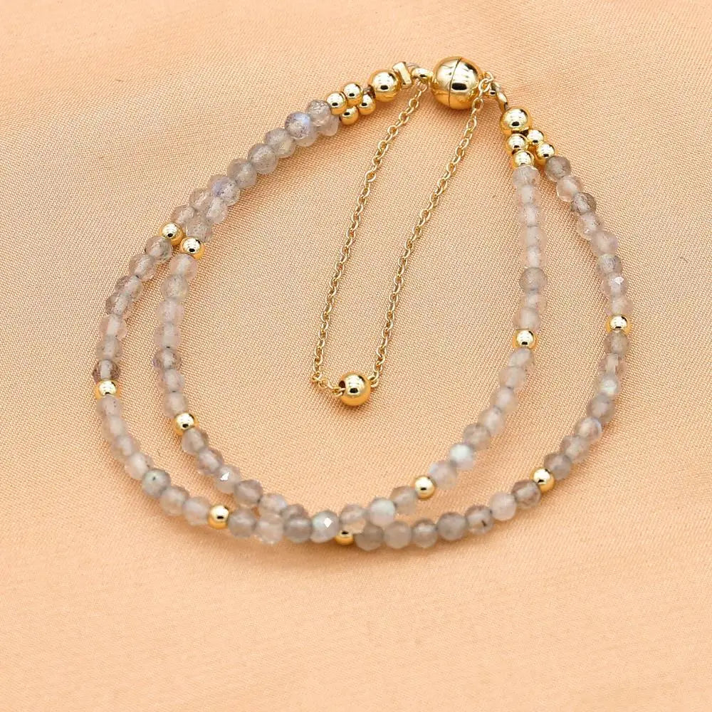 Bracelet Double Rang 3MM en Pierre Naturelle – Collection Énergie & Élégance