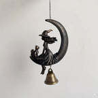 Carillon Éolien Sorcière & Chat Noir sur Lune