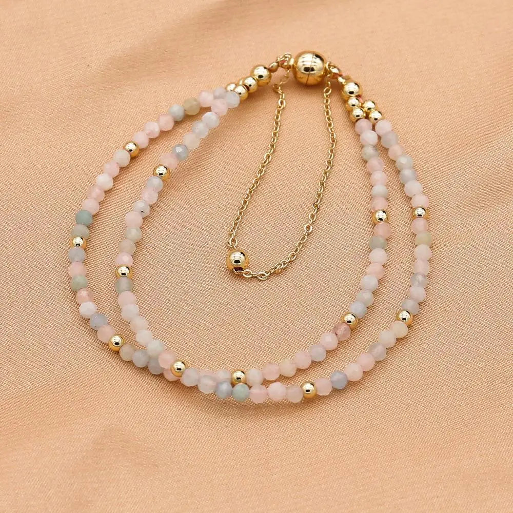 Bracelet Double Rang 3MM en Pierre Naturelle – Collection Énergie & Élégance