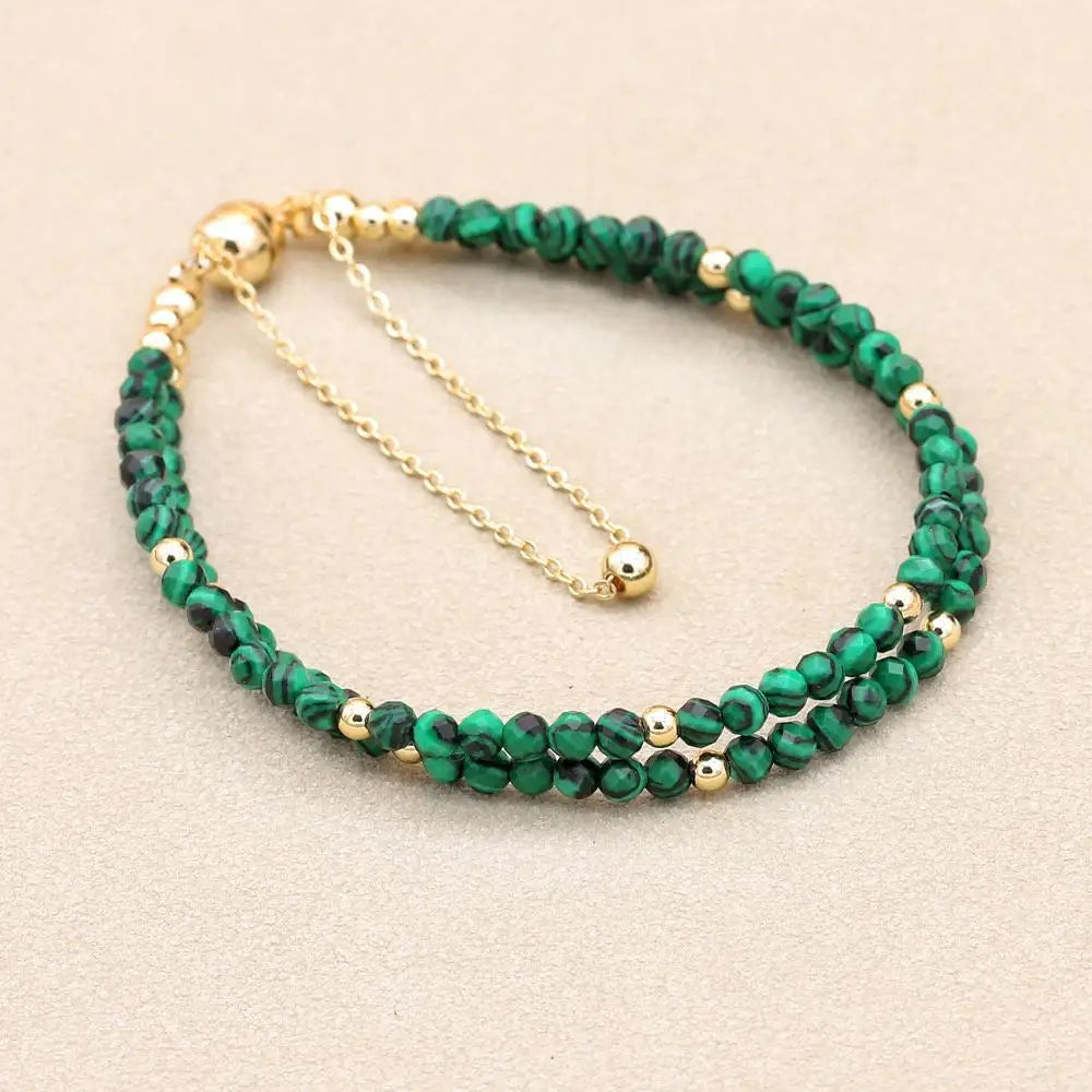 Bracelet Double Rang 3MM en Pierre Naturelle – Collection Énergie & Élégance