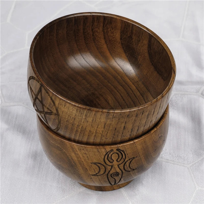 Bol d’Autel Rituel en Bois Sculpté