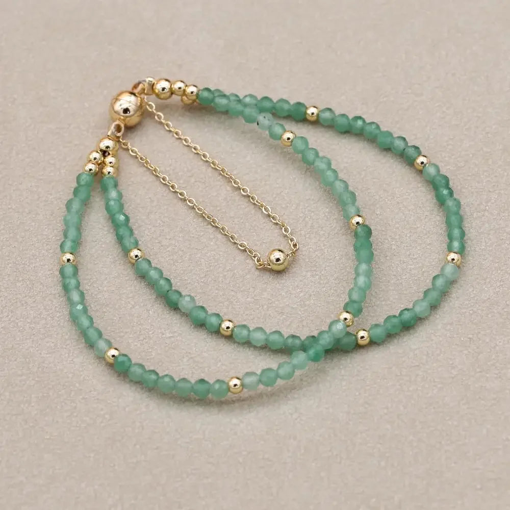 Bracelet Double Rang 3MM en Pierre Naturelle – Collection Énergie & Élégance