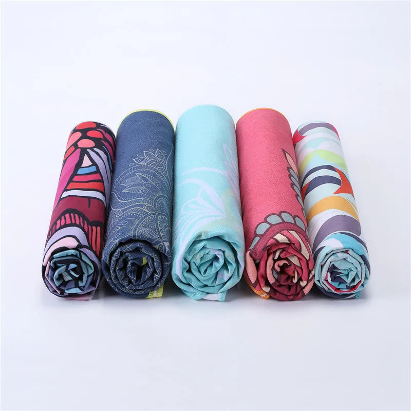 Tapis de Yoga Antidérapant Double Face – Serviette Yoga Velours Pliable & Séchage Rapide