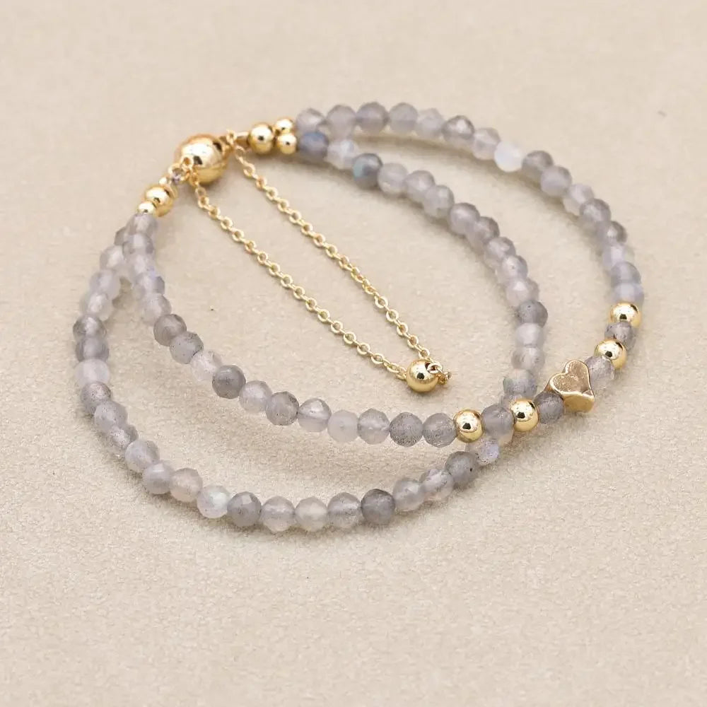 Bracelet Double Rang 3MM en Pierre Naturelle – Collection Énergie & Élégance