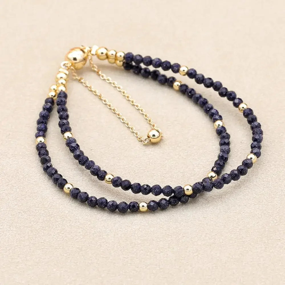 Bracelet Double Rang 3MM en Pierre Naturelle – Collection Énergie & Élégance