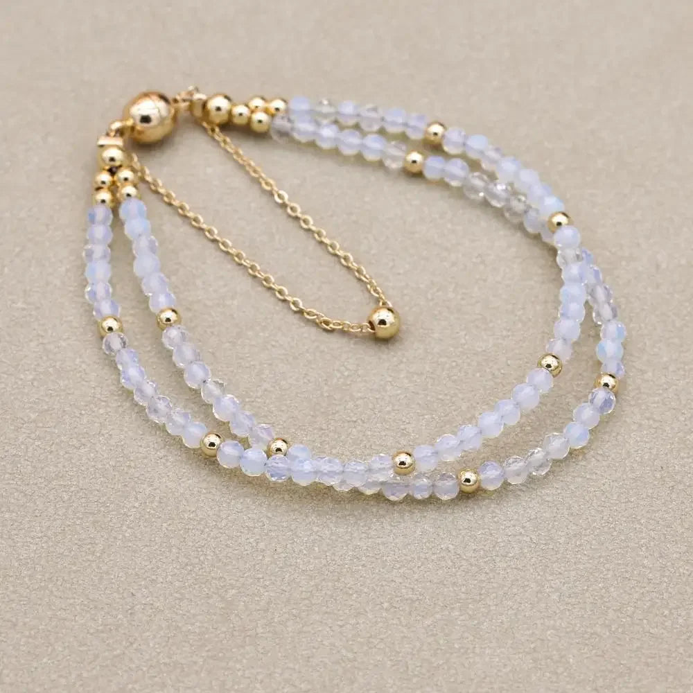 Bracelet Double Rang 3MM en Pierre Naturelle – Collection Énergie & Élégance