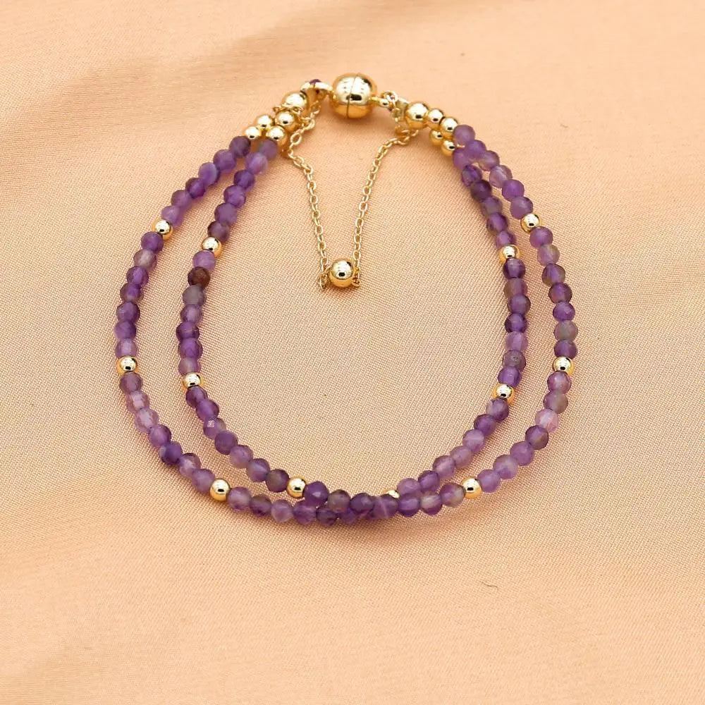 Bracelet Double Rang 3MM en Pierre Naturelle – Collection Énergie & Élégance
