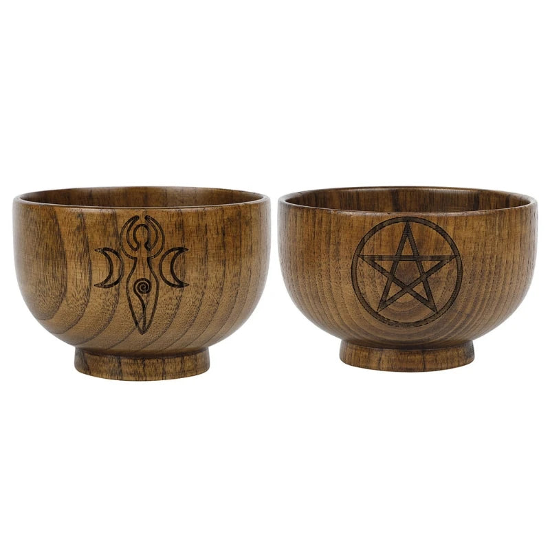 Bol d’Autel Rituel en Bois Sculpté