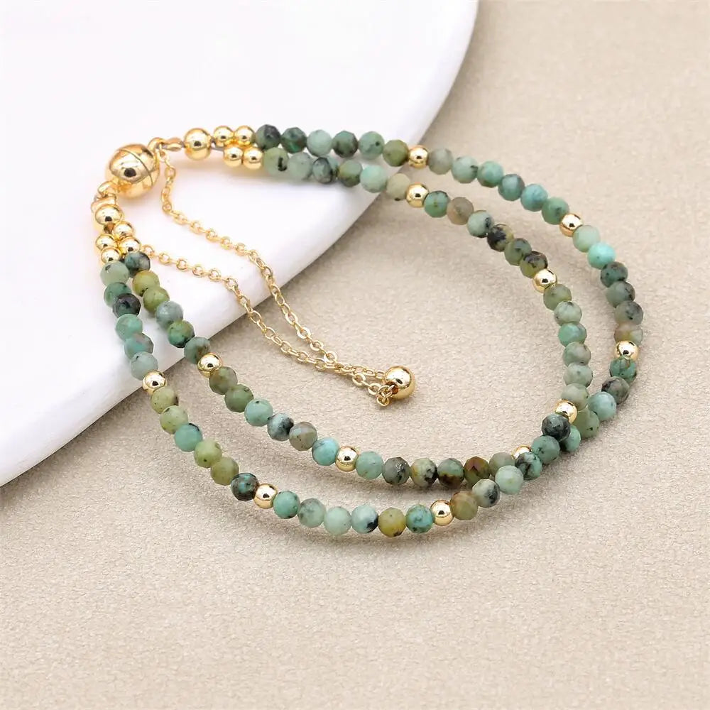 Bracelet Double Rang 3MM en Pierre Naturelle – Collection Énergie & Élégance