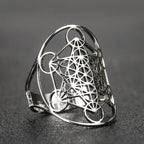 Bague Métatron Hexagramme – Géométrie Sacrée en Acier Inoxydable