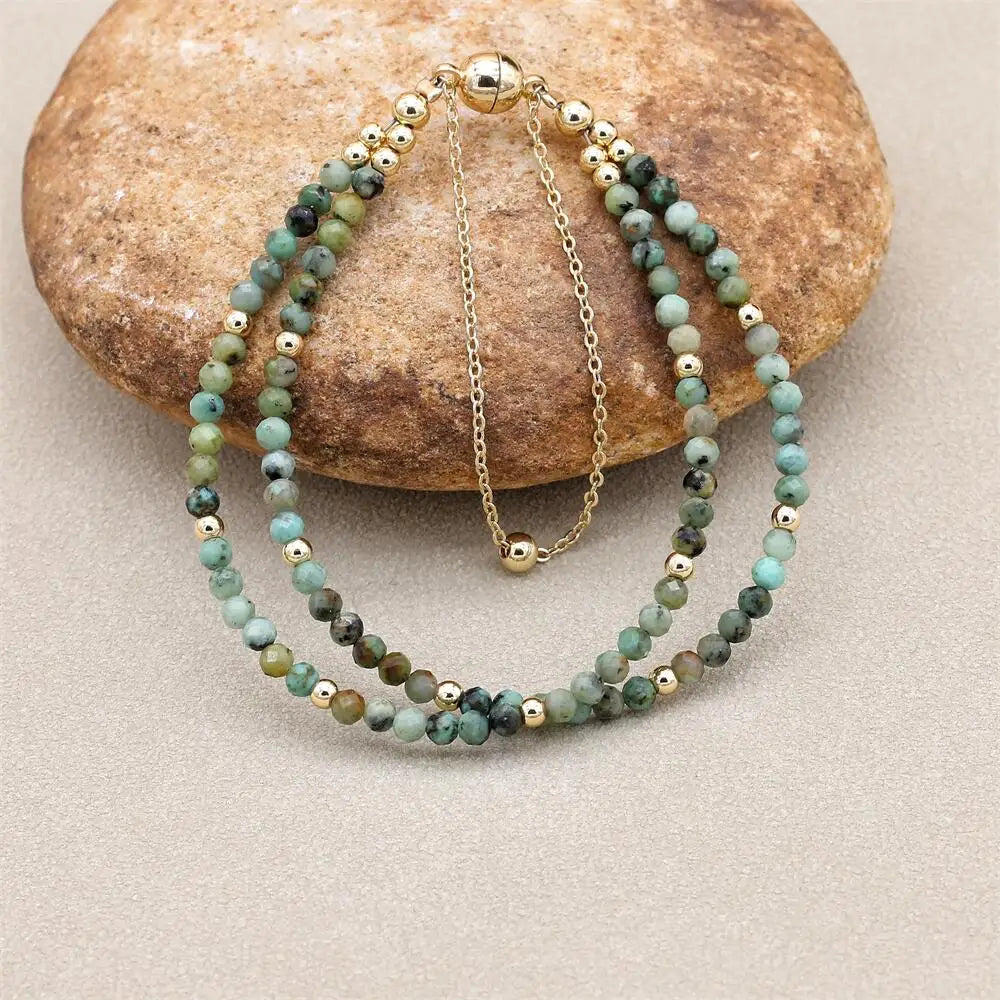 Bracelet Double Rang 3MM en Pierre Naturelle – Collection Énergie & Élégance