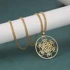 Collier Cube de Métatron – Pendentif en Acier Inoxydable (Argent, Or ou Noir)