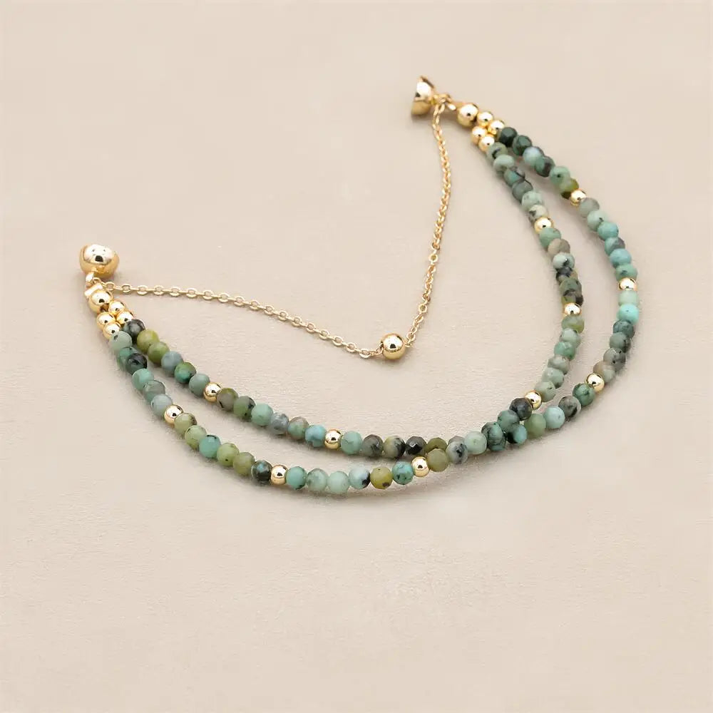 Bracelet Double Rang 3MM en Pierre Naturelle – Collection Énergie & Élégance