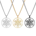 Collier Cube de Métatron – Pendentif en Acier Inoxydable (Argent, Or ou Noir)