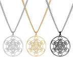Collier Cube de Métatron – Pendentif en Acier Inoxydable (Argent, Or ou Noir)