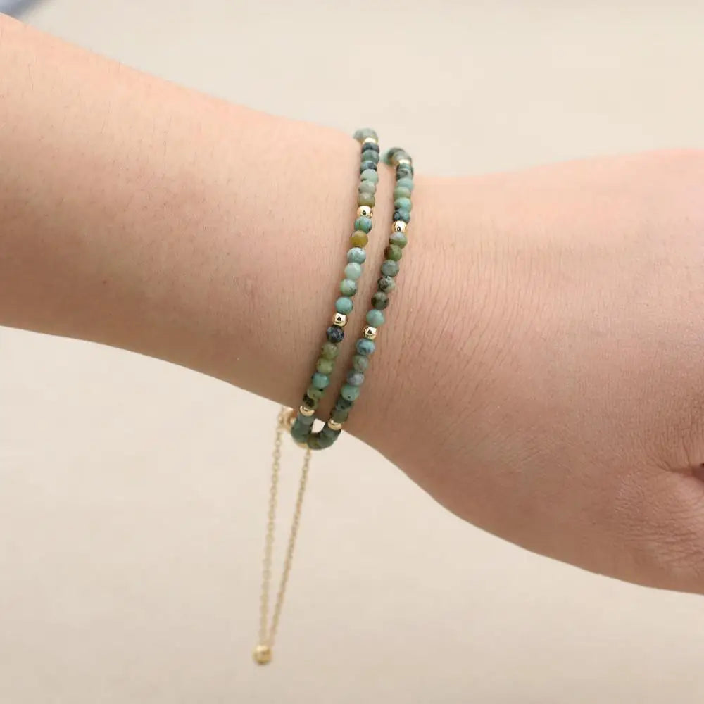 Bracelet Double Rang 3MM en Pierre Naturelle – Collection Énergie & Élégance