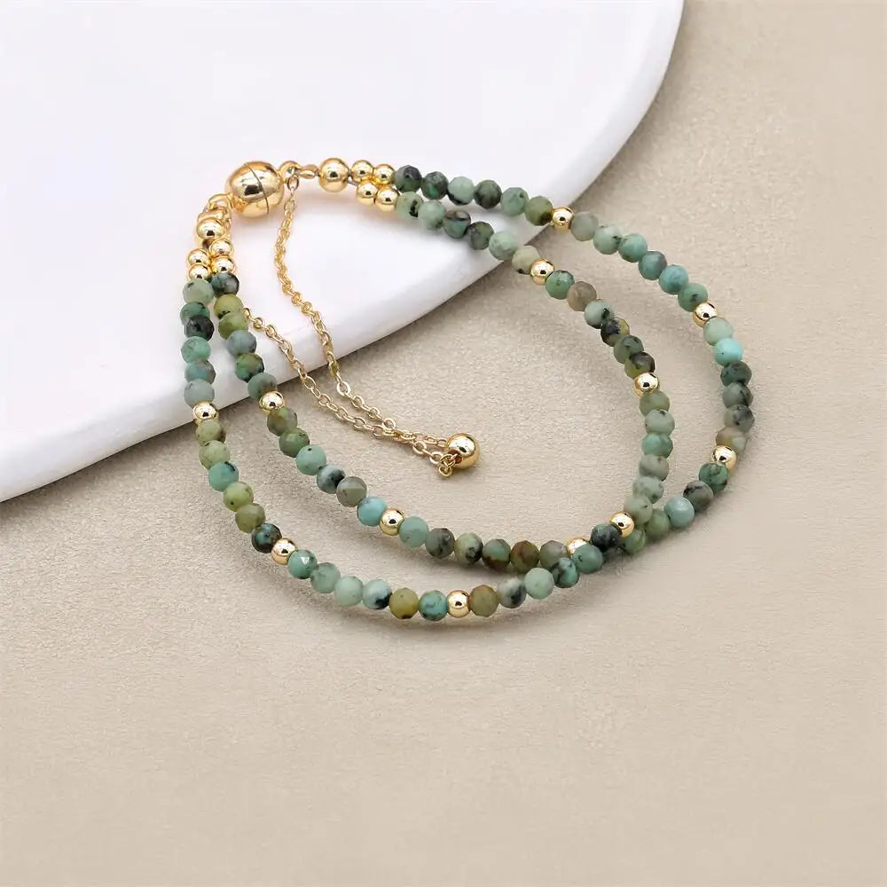 Bracelet Double Rang 3MM en Pierre Naturelle – Collection Énergie & Élégance