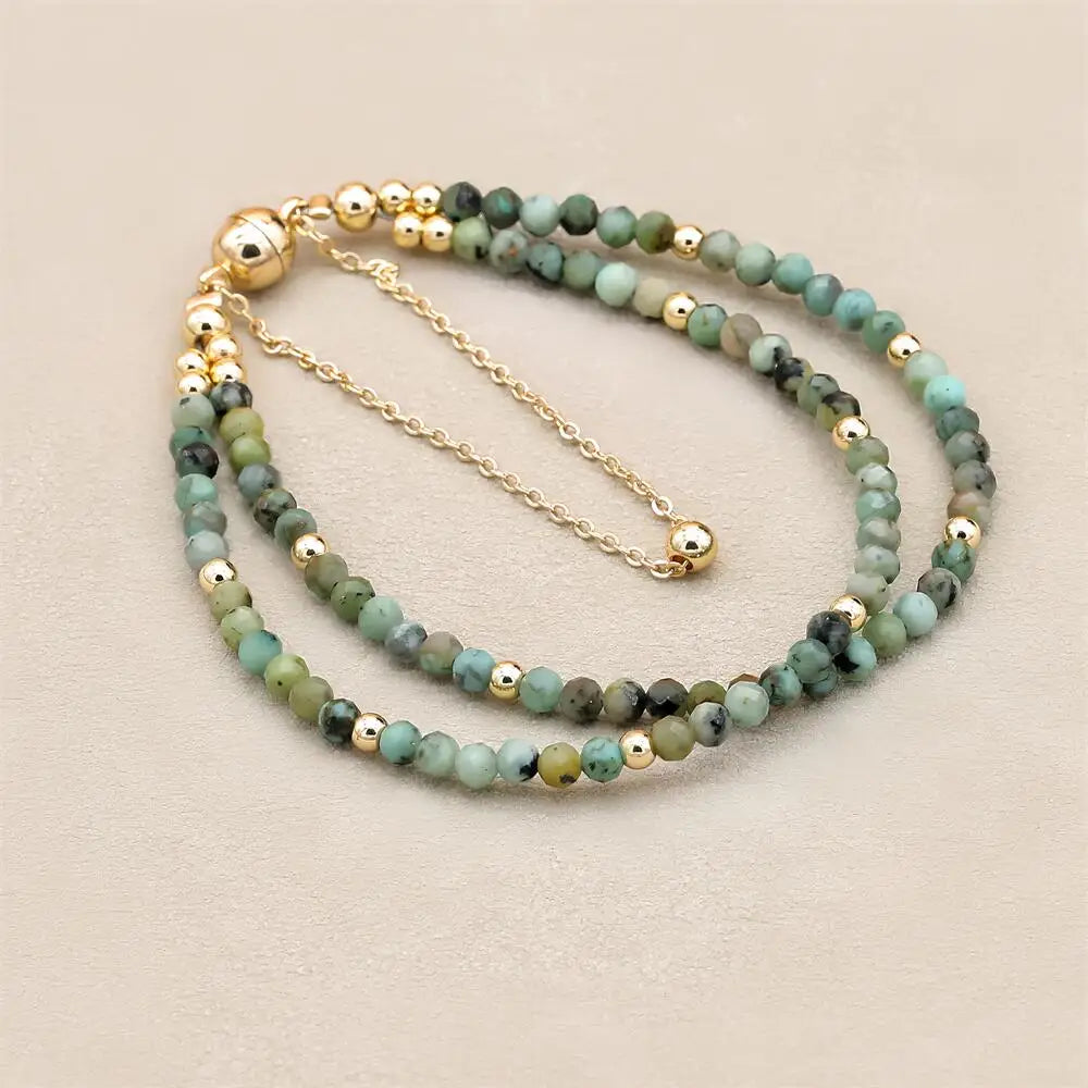 Bracelet Double Rang 3MM en Pierre Naturelle – Collection Énergie & Élégance