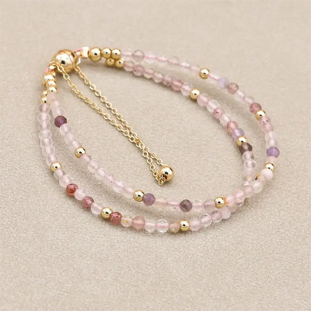 Bracelet Double Rang 3MM en Pierre Naturelle – Collection Énergie & Élégance