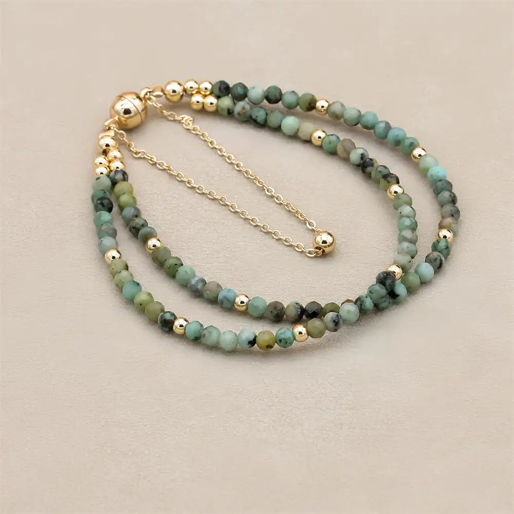 Bracelet Double Rang 3MM en Pierre Naturelle – Collection Énergie & Élégance